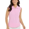 Women IBKUL Shirts< Solid Sleeveless Polo - Candy Pink