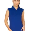 Women IBKUL Shirts< Solid Sleeveless Polo - Navy