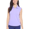 Women IBKUL Shirts< Solid Sleeveless Polo - Lavender