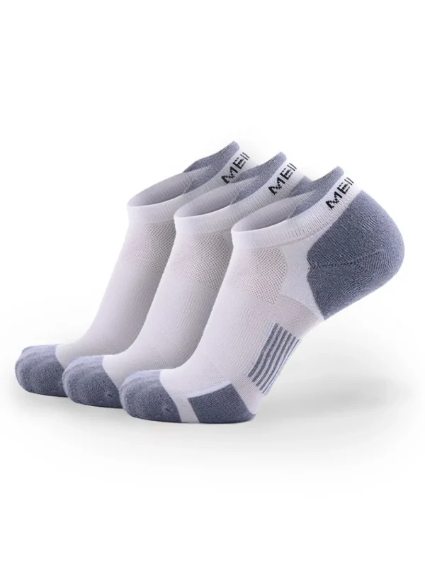 Meikan Socks Socks<Meikan 3 Pack Low Cut Coolmax Technical Sports Socks - White/Grey