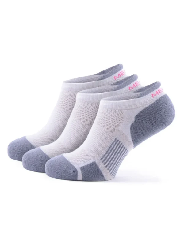 Meikan Socks Socks<Meikan 3 Pack Womens Low Cut Coolmax Technical Sports Socks - White/Grey