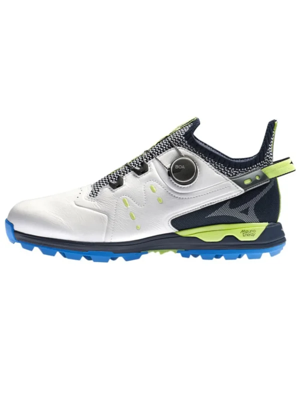 Men Mizuno Mens Golf Shoes< Wave Hazard Pro Boa Golf Shoes - White/Neo Lime