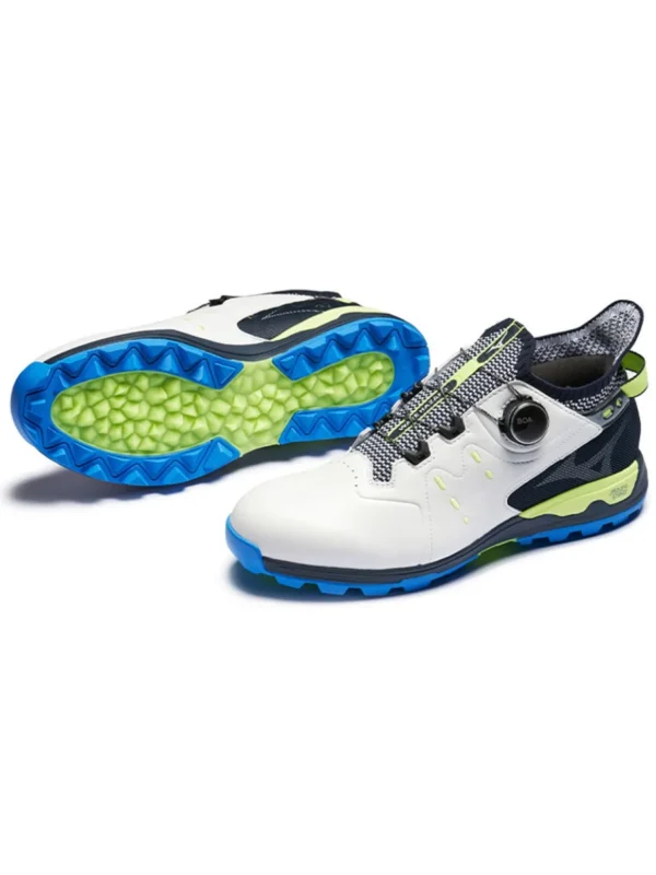 Men Mizuno Mens Golf Shoes< Wave Hazard Pro Boa Golf Shoes - White/Neo Lime