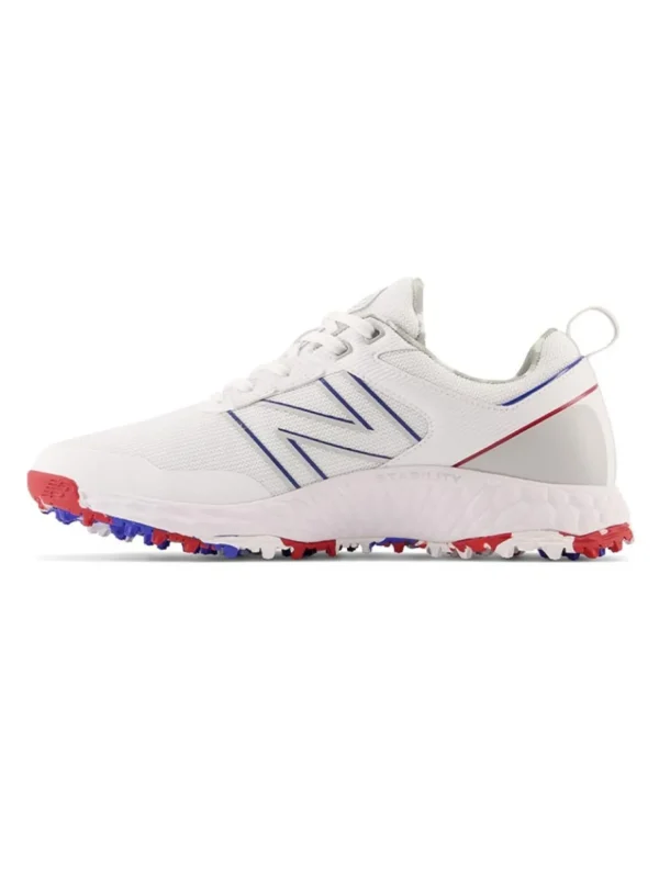 Men New Balance Mens Golf Shoes< Fresh Foam Contend Sl (2E) Golf Shoes - White/Blue/Red