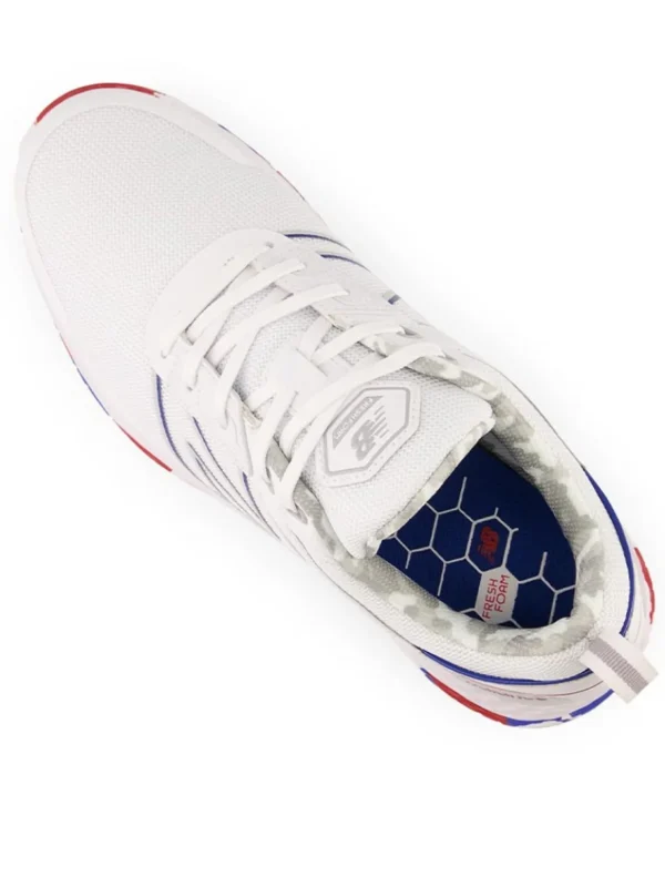 Men New Balance Mens Golf Shoes< Fresh Foam Contend Sl (2E) Golf Shoes - White/Blue/Red