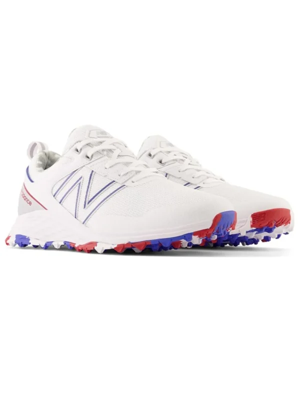 Men New Balance Mens Golf Shoes< Fresh Foam Contend Sl (2E) Golf Shoes - White/Blue/Red