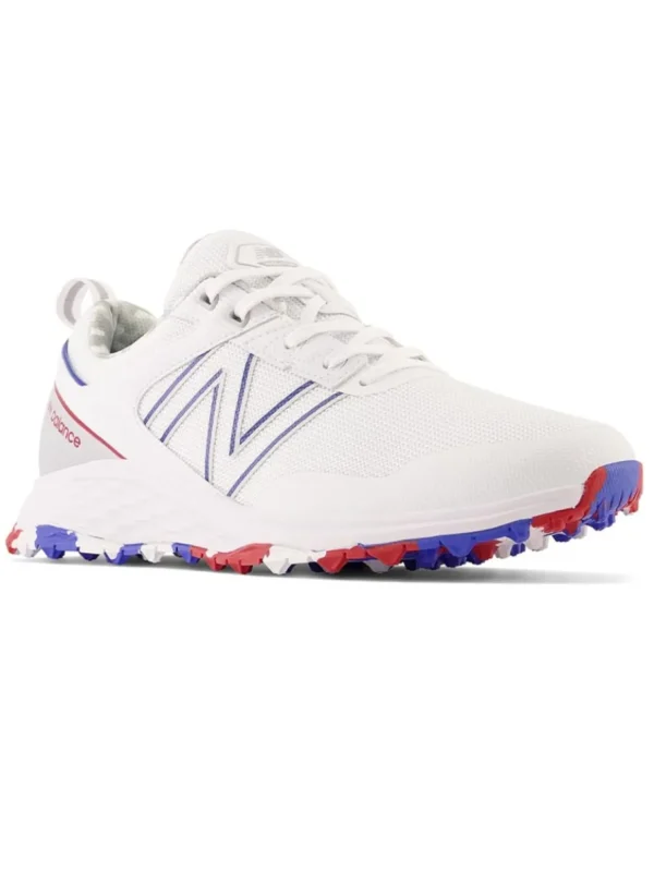 Men New Balance Mens Golf Shoes< Fresh Foam Contend Sl (2E) Golf Shoes - White/Blue/Red