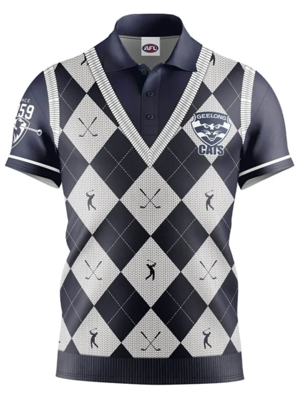 Men Official AFL Shirts< Fairway Golf Polo Shirt - Geelong Cats