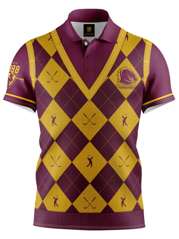 Men NRL Shirts<Official Fairway Golf Polo Shirt - Brisbane Broncos