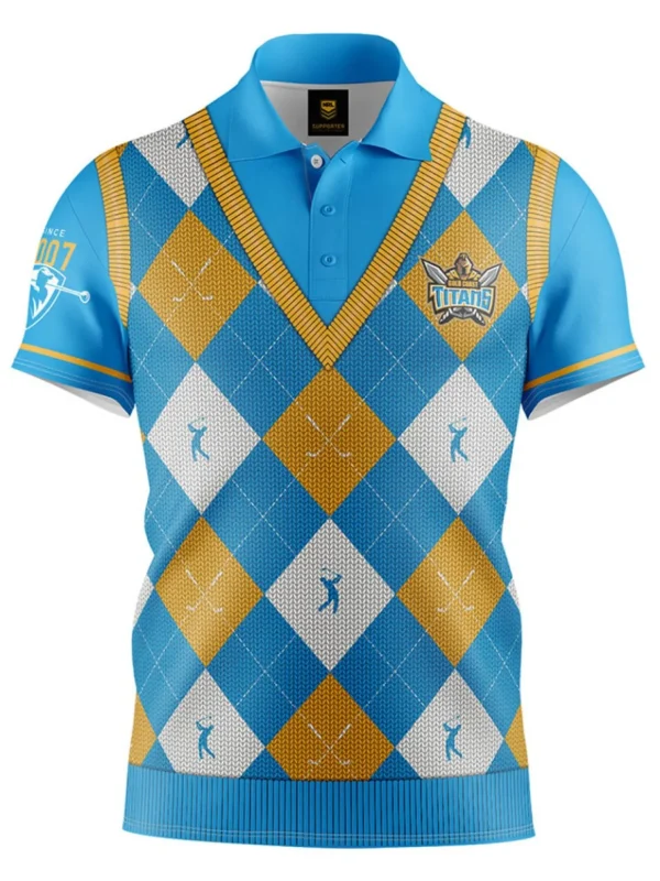 Men NRL Shirts<Official Fairway Golf Polo Shirt - Gold Coast Titans