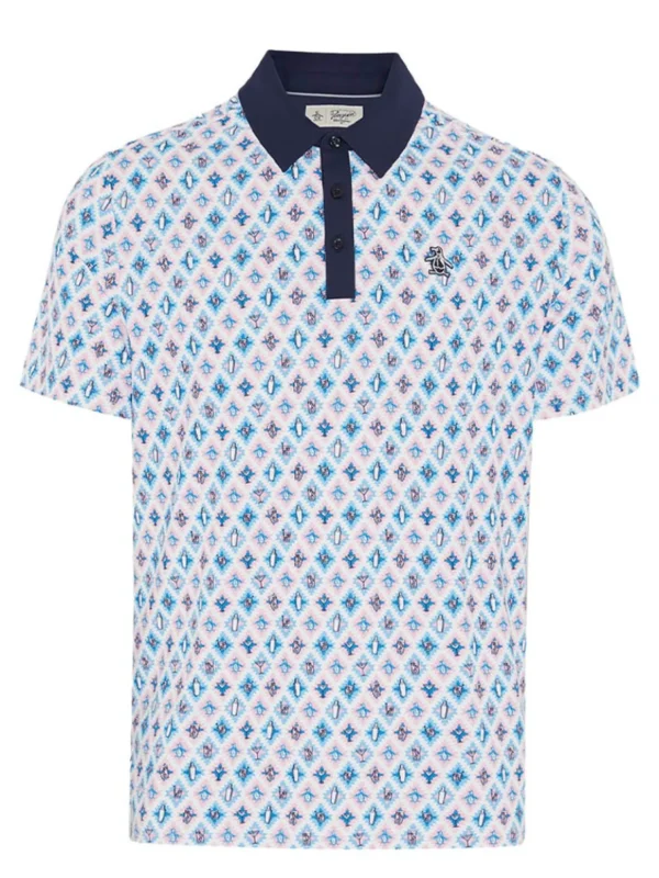 Men Original Penguin Shirts< All Over Atomic Cocktail Print Polo - Black Iris