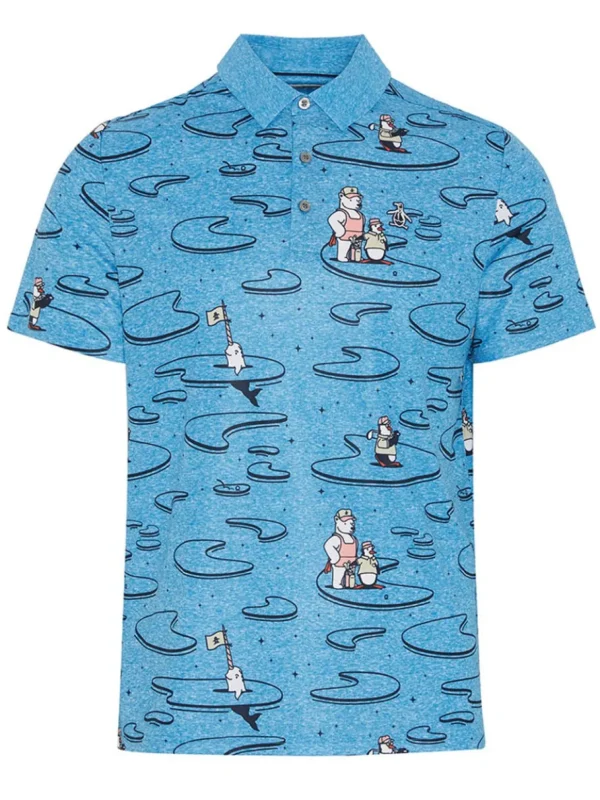 Men Original Penguin Shirts< All Over Polar Pete Print Polo - Mediterranean Blue