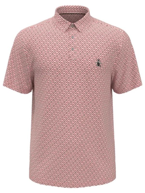 Men Original Penguin Shirts< All Over Heritage Micro Geo Print Polo - Strawberry Ice