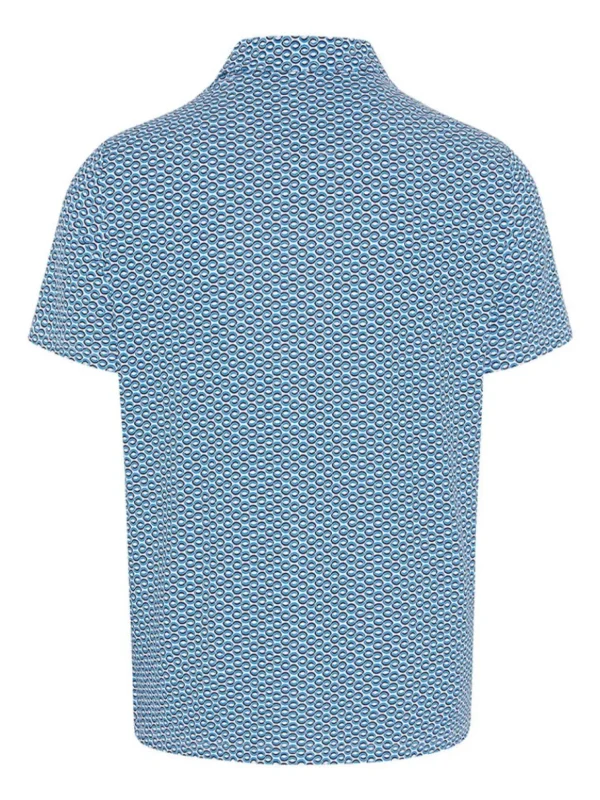 Men Original Penguin Shirts< All Over Heritage Micro Geo Print Polo - Mediterranean Blue