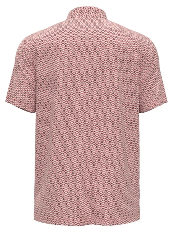 Men Original Penguin Shirts< All Over Heritage Micro Geo Print Polo - Strawberry Ice