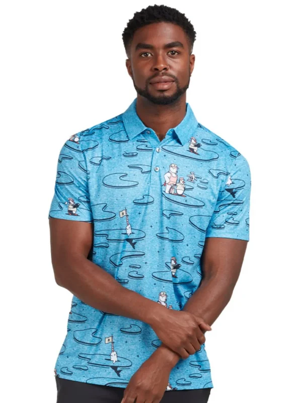 Men Original Penguin Shirts< All Over Polar Pete Print Polo - Mediterranean Blue