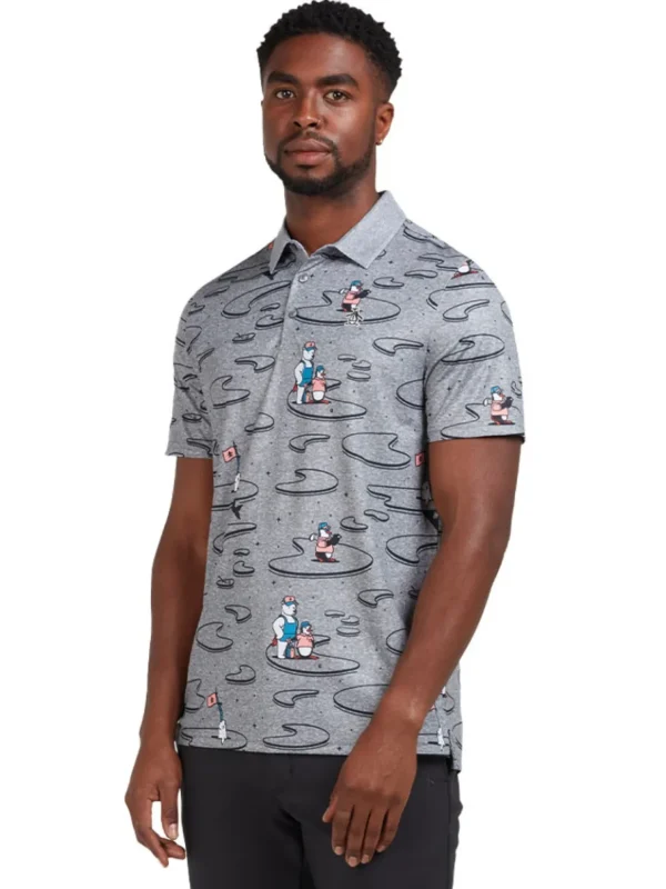 Men Original Penguin Shirts< All Over Polar Pete Print Polo - Quiet Shade