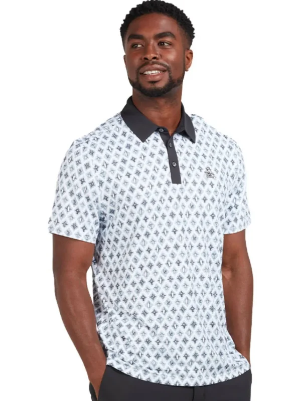 Men Original Penguin Shirts< All Over Atomic Cocktail Print Polo - Black Iris