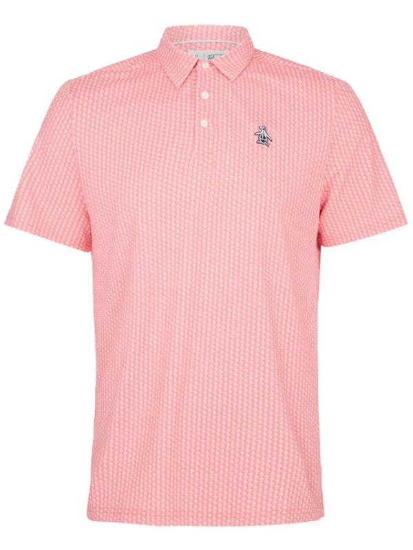 Men Original Penguin Shirts< All-Over Pete Print Golf Polo - Strawberry Pink