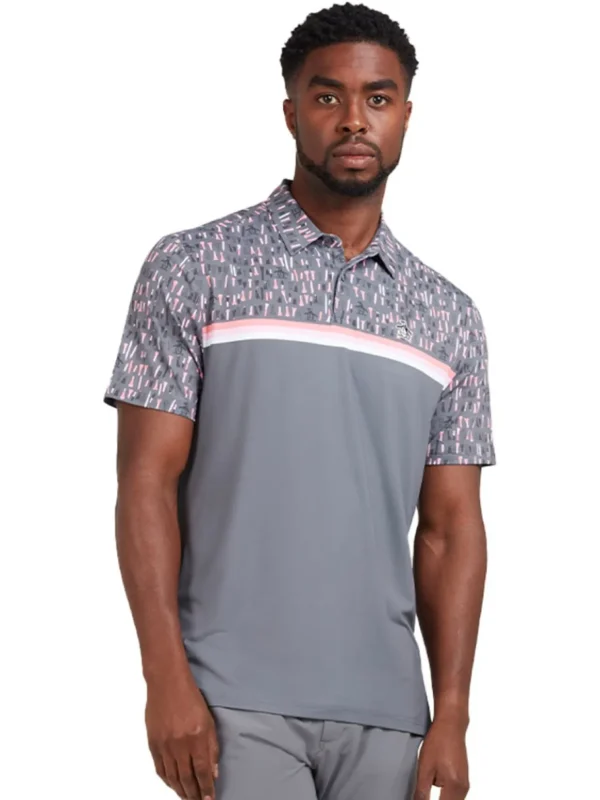 Men Original Penguin Shirts< Engineered Broken Tees Novelty Block Print Polo - Quiet Shade