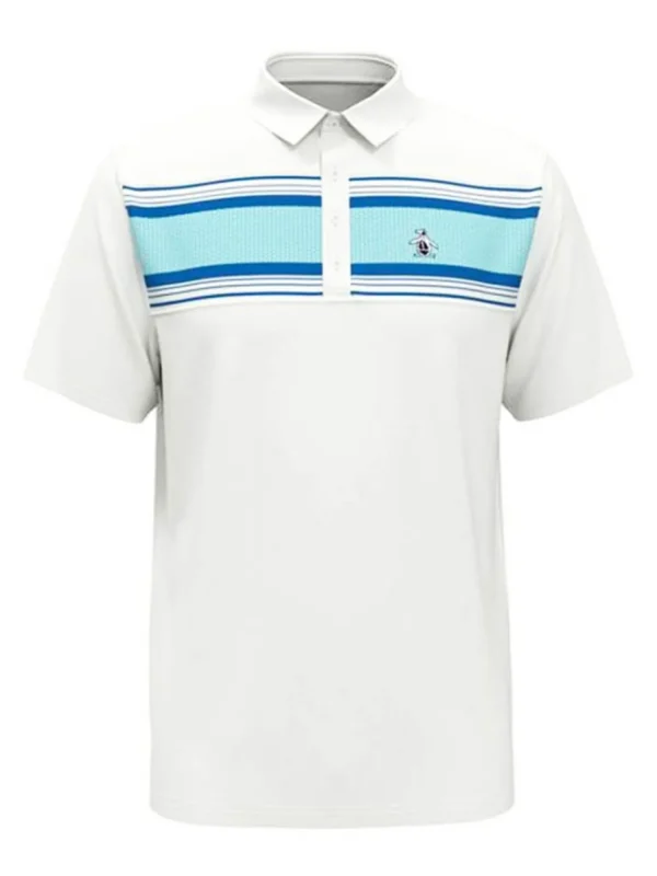 Men Original Penguin Shirts< Jack'S Stripe Colour Block Polo - Bright White