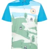 Men Original Penguin Shirts< Pete On The Course Novelty Print Polo - Mediterranean Blue