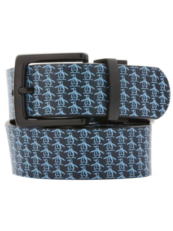 Original Penguin Belts< Reversible All Over Pete Printed Belt - Black Iris