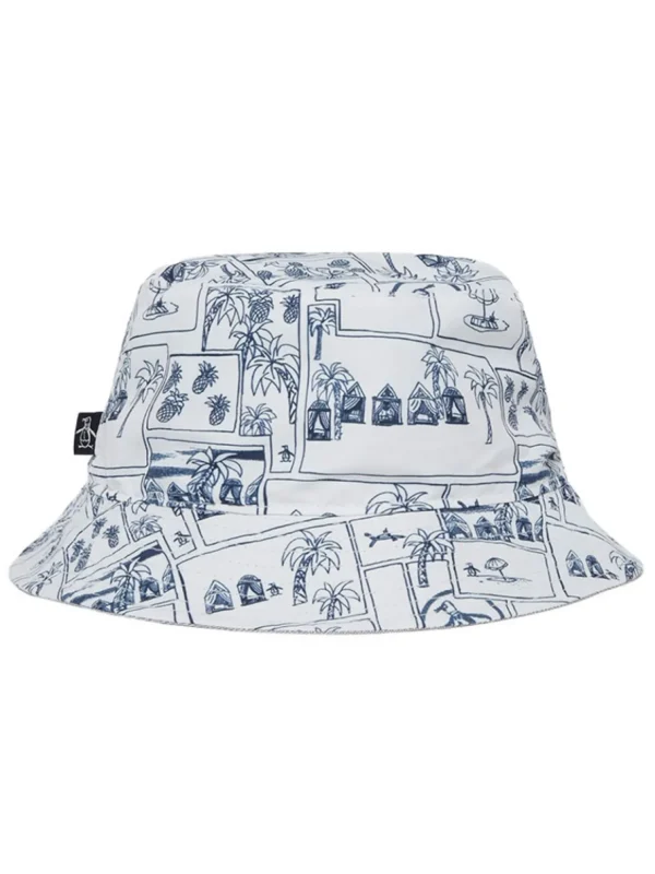 Original Penguin Hats< Vacation Pete Reversible Bucket Hat - Bright White