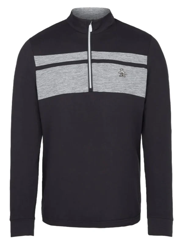 Men Original Penguin Jumpers< 1/4-Zip Heritage Block Pull Over - Caviar