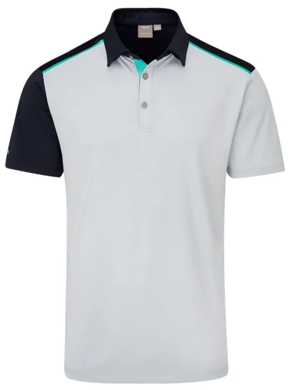 Men PING Shirts< Mack Tailored Fit Polo - Pearl Grey/Navy Multi