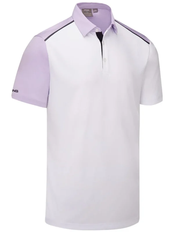 Men PING Shirts< Mack Tailored Fit Polo - White/Cool Lilac Multi