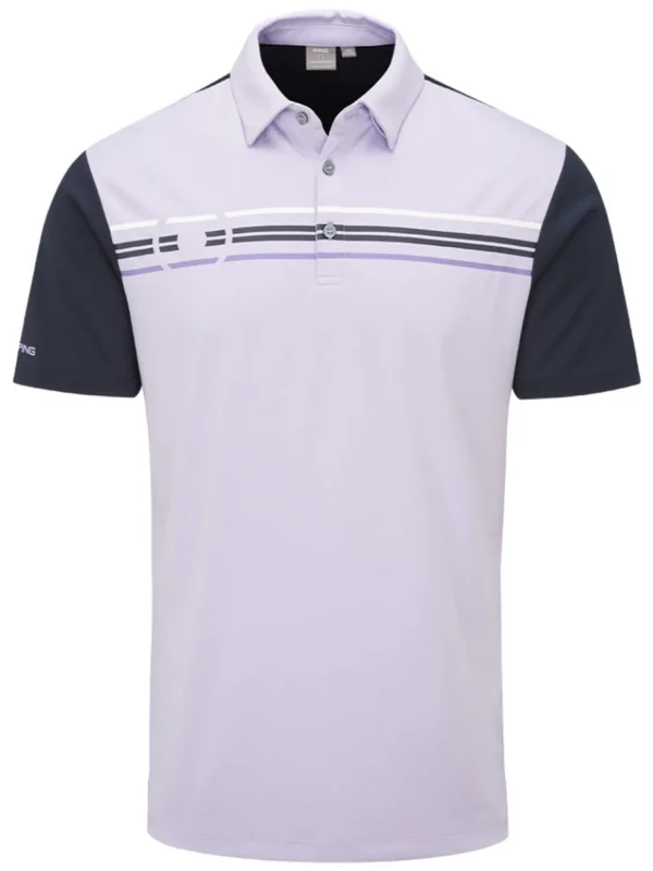 Men PING Shirts< Morten Tailored Fit Polo - Cool Lilac/Navy Multi