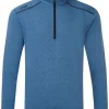 Men PING Jumpers< Ramsey 1/2 Zip Ribbed Fleece - Snorkel Blue Marl