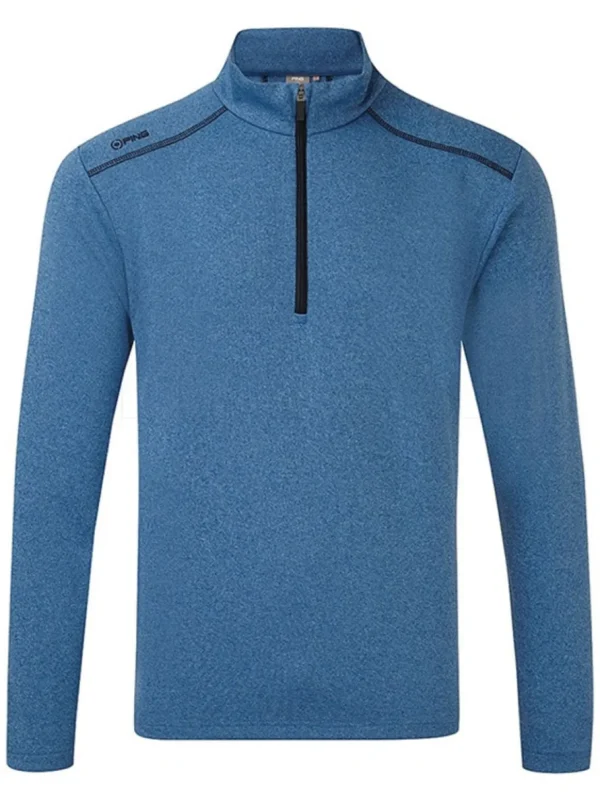 Men PING Jumpers< Ramsey 1/2 Zip Ribbed Fleece - Snorkel Blue Marl