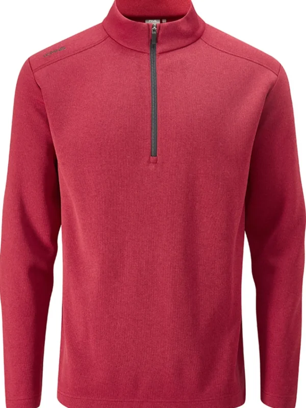 Men PING Jumpers< Ramsey 1/2 Zip Ribbed Fleece - Rich Red Marl