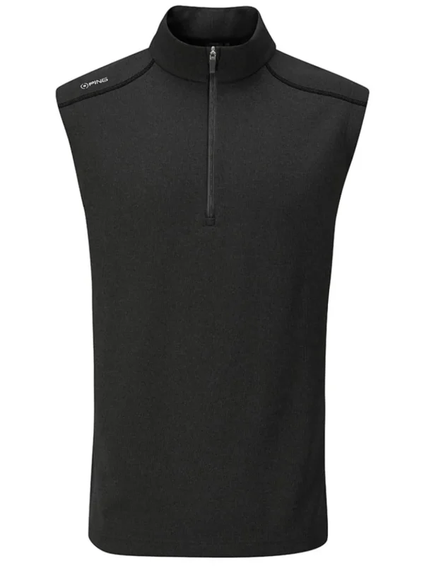 Men PING Vests< Ramsey 1/2 Zip Ribbed Fleece Vest - Black