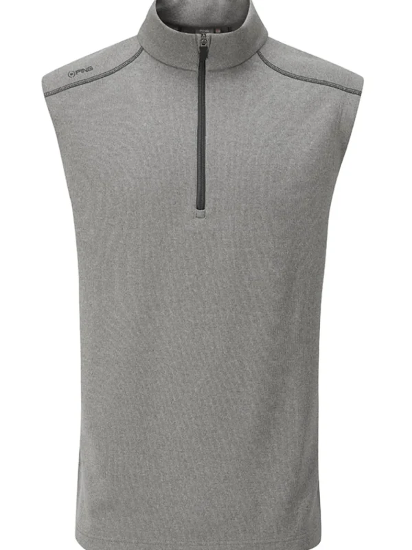 Men PING Vests< Ramsey 1/2 Zip Ribbed Fleece Vest - Ash Marl