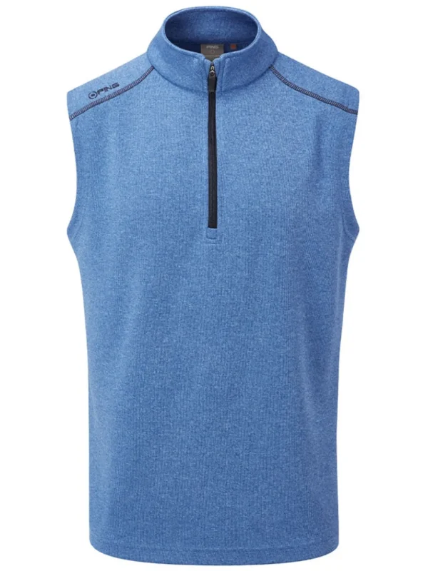 Men PING Vests< Ramsey 1/2 Zip Ribbed Fleece Vest - Snorkel Blue Marl