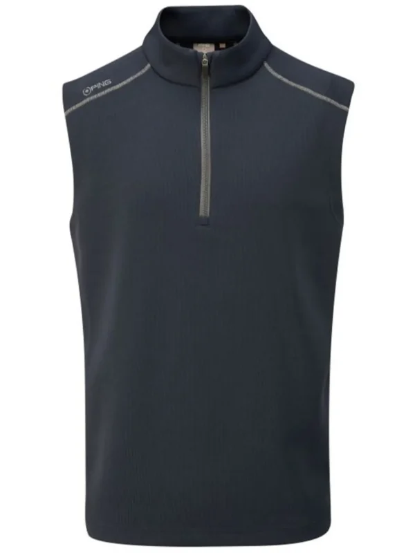 Men PING Vests< Ramsey 1/2 Zip Ribbed Fleece Vest - Navy