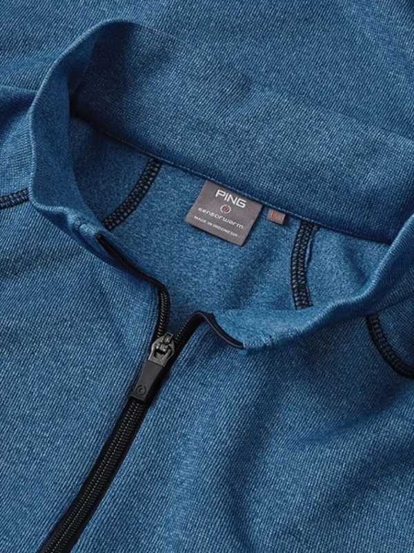 Men PING Jumpers< Ramsey 1/2 Zip Ribbed Fleece - Snorkel Blue Marl