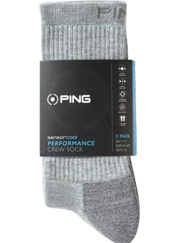 PING Socks< Sensorcool Crew 2 Pack Socks - Grey