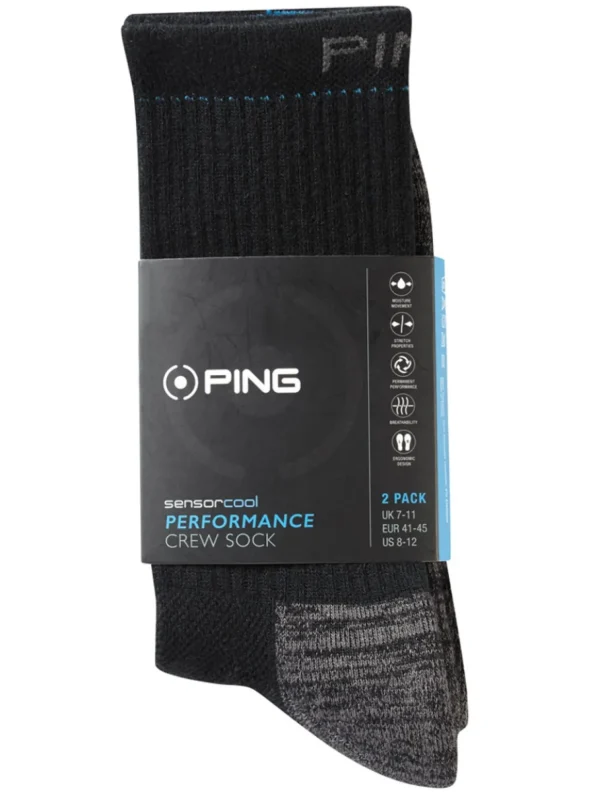 PING Socks< Sensorcool Crew 2 Pack Socks - Black