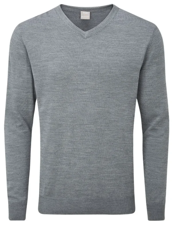 Men PING Jumpers< Sensorwarm Sullivan V-Neck Sweater - French Grey Marl