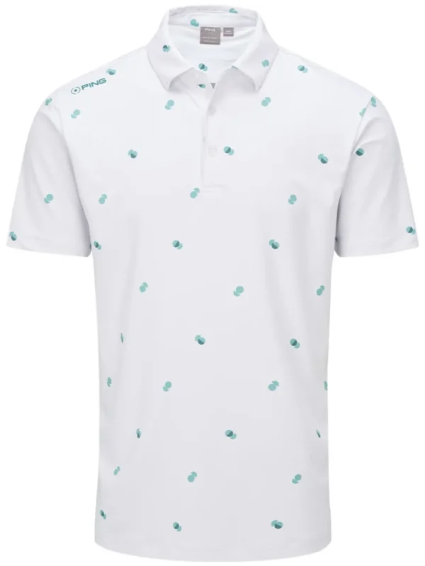 Men PING Shirts< Two Tone Tailored Fit Polo - White/Aquarius Multi