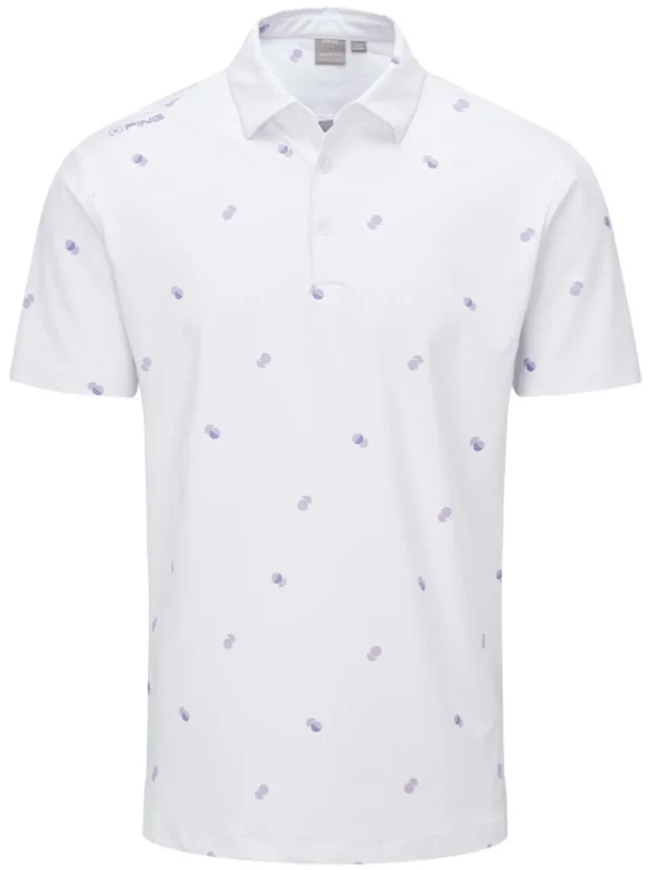 Men PING Shirts< Two Tone Tailored Fit Polo - White/Cool Lilac Multi