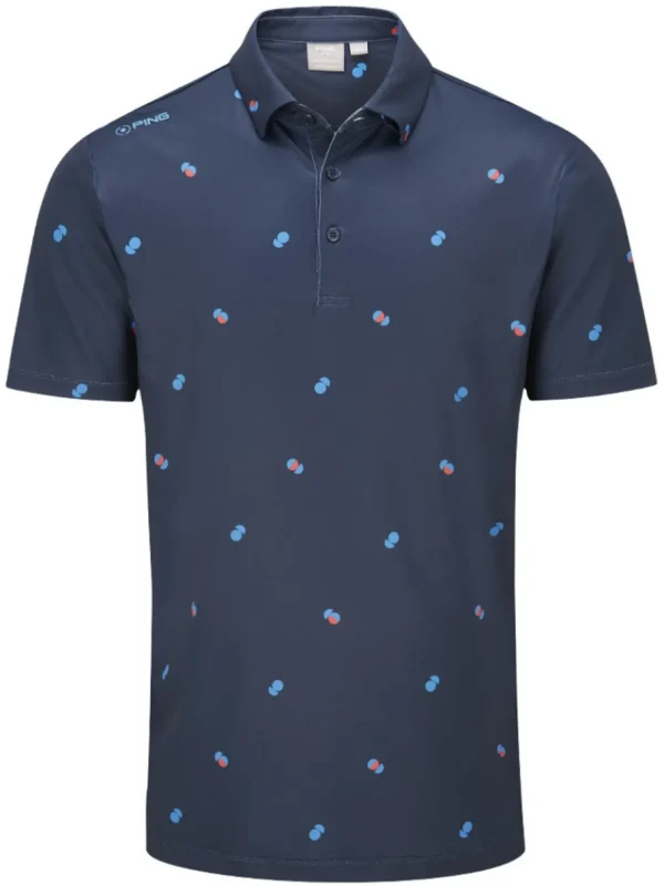 Men PING Shirts< Two Tone Tailored Fit Polo - Navy/Poppy Multi