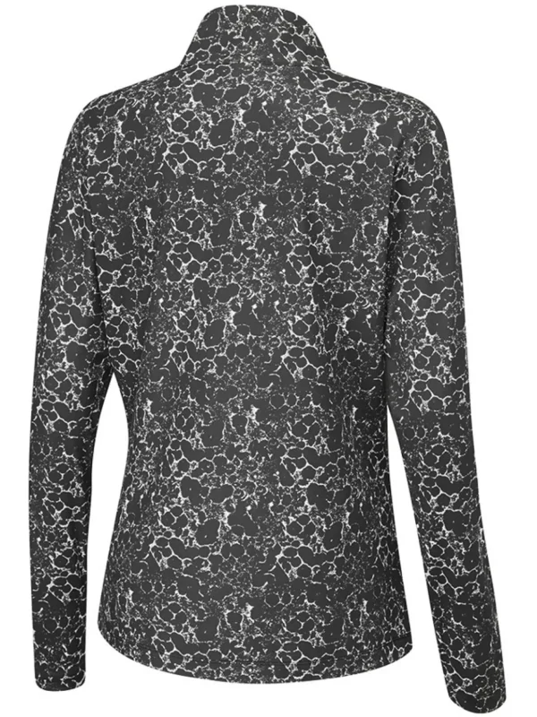 Women PING Shirts< Women'S Lois Printed Long Sleeve Polo - Black Multi