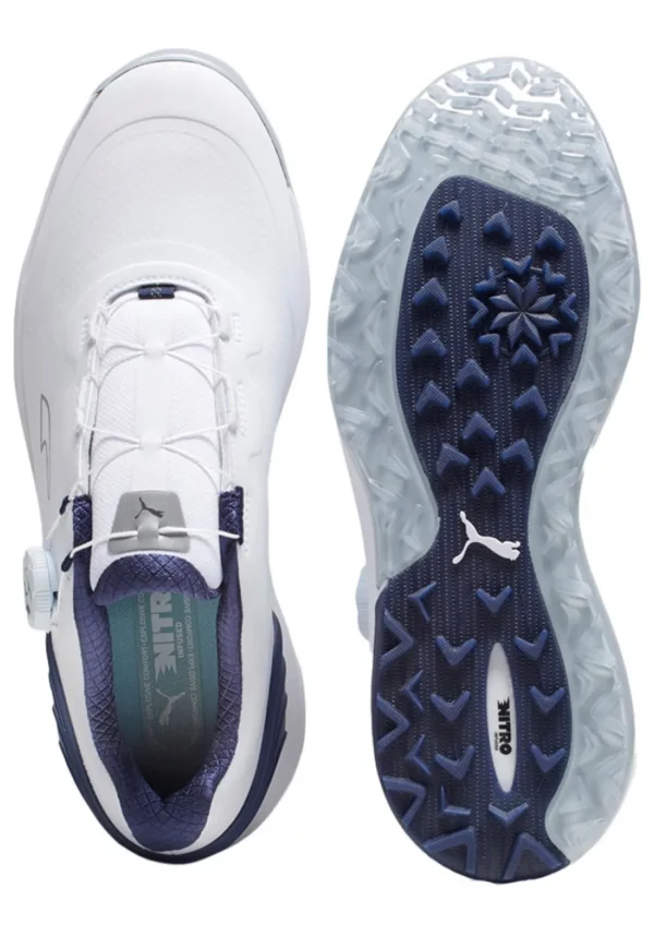 Men Puma Mens Golf Shoes< Alphacat Nitro Disc Golf Shoes - White/ Navy/Ash Grey