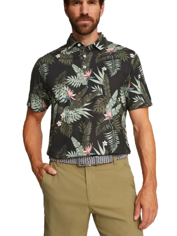 Men Puma Shirts< Cloudspun Aloha Polo - Black/Eucalyptus