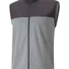 Men Puma Vests< Cloudspun Colorblock Golf Vest - Black/Quiet Shade Heather